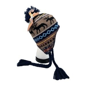 Screamer‎ Gear Kids Jingles Earflap Ski Snowboard Winter Hat Blue faire Isle NWT